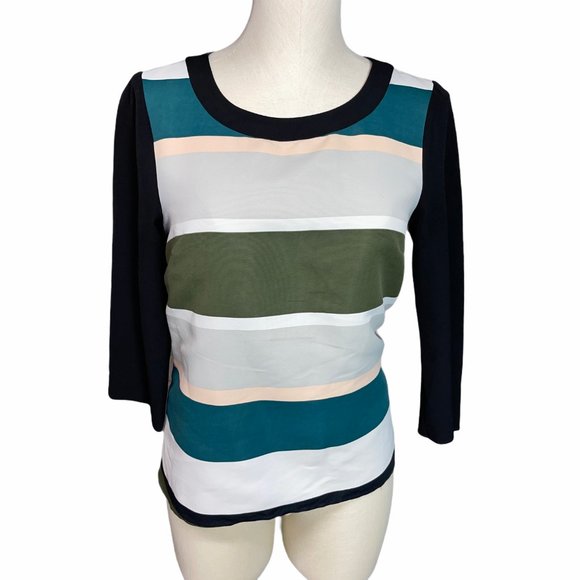 Troubadour Anthropologie Striped Zip Back Top 4 - Picture 2 of 2